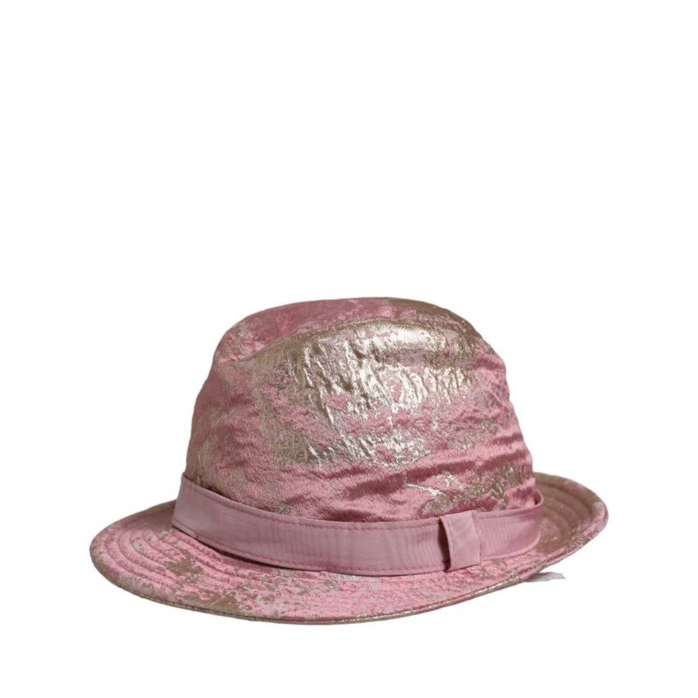 Dolce & Gabbana Pink Metallic Jacquard Pattern Bucket Capello Women's Hat